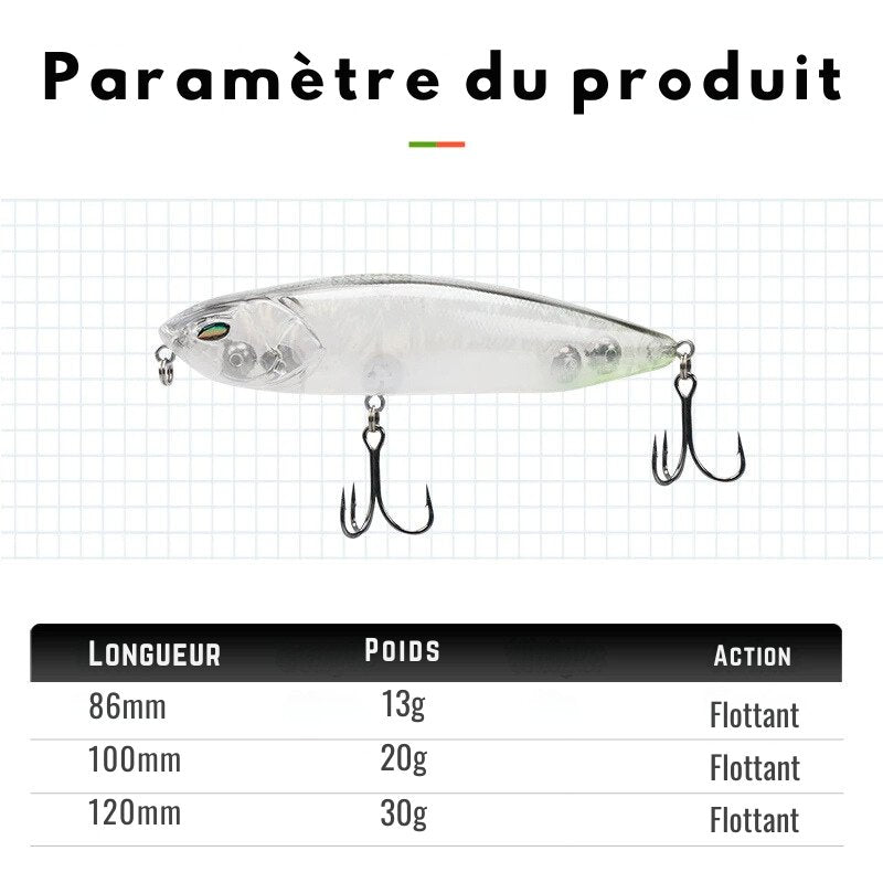 Leurre de Pêche de Surface Stickbait Flottant