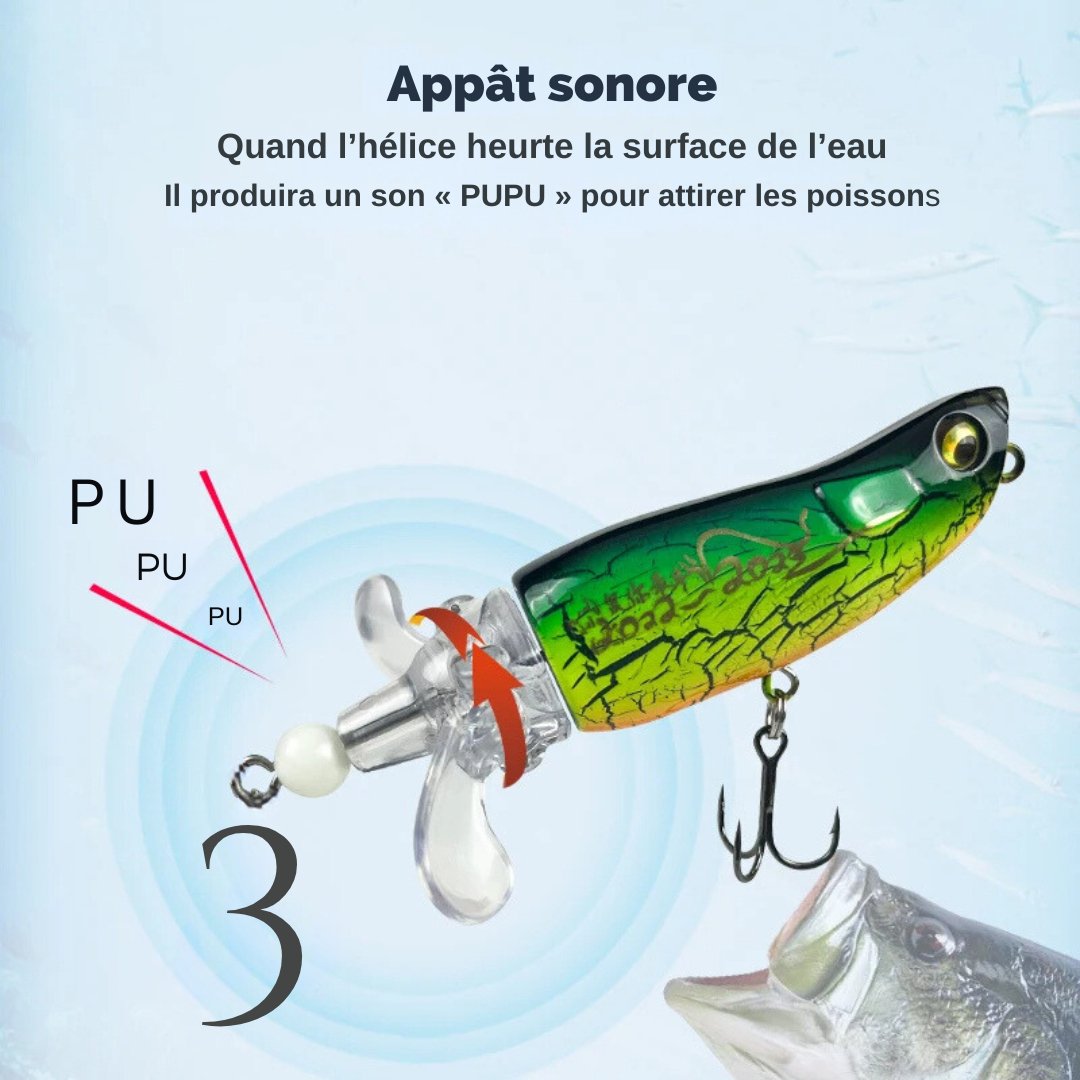 Leurre dur Popper avec Queue Rotative 85mm 15g