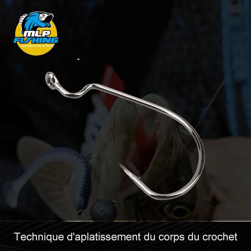 lot de 50pcs d'Hameçons Texans pour la Pêche aux Leurres Souples