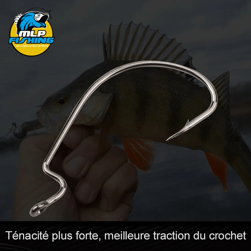 lot de 50pcs d'Hameçons Texans pour la Pêche aux Leurres Souples