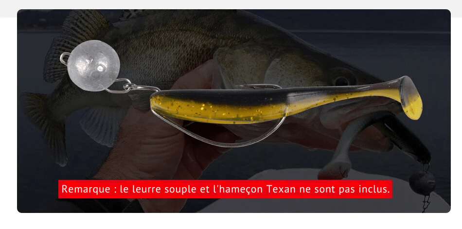 Plomb avec Agrafe pour montage d'Hameçon Texan sur Leurre Souple